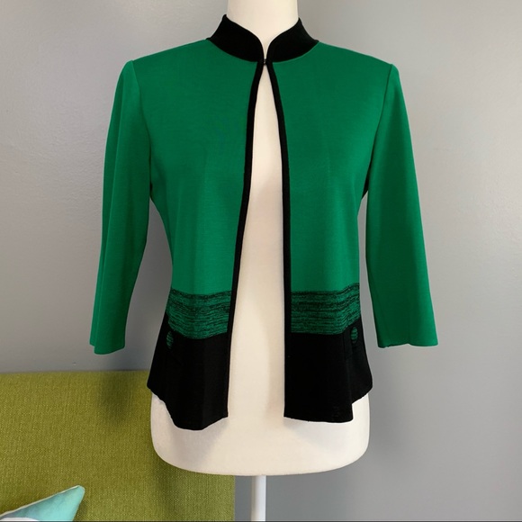 Ming Wang Jackets & Blazers - Ming Wang Green Black Knit Jacket NWT